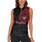 Personalized Essendon Bombers Polynesian Women Sleeveless Polo Shirt Tribal Chest and Sleeve Tattoo Heritage Warrior