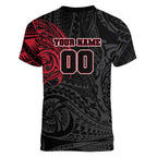 Personalized Essendon Bombers Polynesian Women V-Neck T-Shirt Tribal Chest and Sleeve Tattoo Heritage Warrior