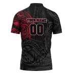 Personalized Essendon Bombers Polynesian Zipper Polo Shirt Tribal Chest and Sleeve Tattoo Heritage Warrior