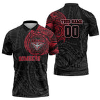 Personalized Essendon Bombers Polynesian Zipper Polo Shirt Tribal Chest and Sleeve Tattoo Heritage Warrior
