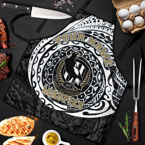 Personalized Collingwood Magpies Polynesian Apron Tribal Chest and Sleeve Tattoo Heritage Warrior