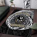 Personalized Collingwood Magpies Polynesian Area Rug Tribal Chest and Sleeve Tattoo Heritage Warrior