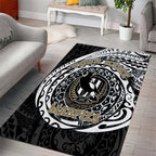 Personalized Collingwood Magpies Polynesian Area Rug Tribal Chest and Sleeve Tattoo Heritage Warrior