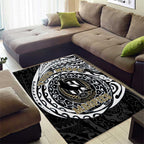 Personalized Collingwood Magpies Polynesian Area Rug Tribal Chest and Sleeve Tattoo Heritage Warrior