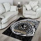 Personalized Collingwood Magpies Polynesian Area Rug Tribal Chest and Sleeve Tattoo Heritage Warrior