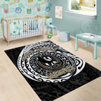 Personalized Collingwood Magpies Polynesian Area Rug Tribal Chest and Sleeve Tattoo Heritage Warrior