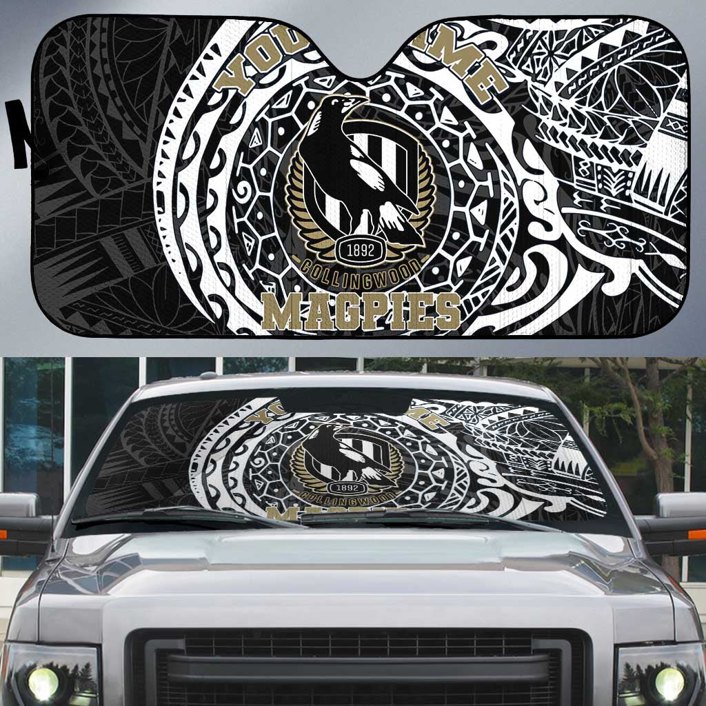 Personalized Collingwood Magpies Polynesian Auto Sun Shade Tribal Chest and Sleeve Tattoo Heritage Warrior