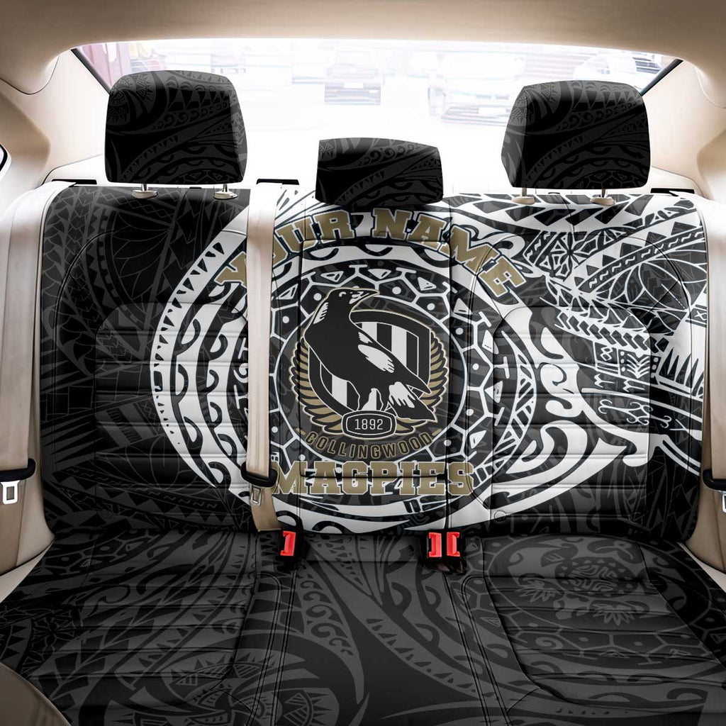 Personalized Collingwood Magpies Polynesian Back Car Seat Cover Tribal Chest and Sleeve Tattoo Heritage Warrior