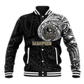 Personalized Collingwood Magpies Polynesian Baseball Jacket Tribal Chest and Sleeve Tattoo Heritage Warrior