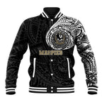 Personalized Collingwood Magpies Polynesian Baseball Jacket Tribal Chest and Sleeve Tattoo Heritage Warrior