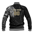 Personalized Collingwood Magpies Polynesian Baseball Jacket Tribal Chest and Sleeve Tattoo Heritage Warrior