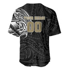 Personalized Collingwood Magpies Polynesian Baseball Jersey Tribal Chest and Sleeve Tattoo Heritage Warrior