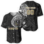 Personalized Collingwood Magpies Polynesian Baseball Jersey Tribal Chest and Sleeve Tattoo Heritage Warrior