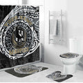 Personalized Collingwood Magpies Polynesian Bathroom Set Tribal Chest and Sleeve Tattoo Heritage Warrior