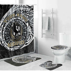 Personalized Collingwood Magpies Polynesian Bathroom Set Tribal Chest and Sleeve Tattoo Heritage Warrior