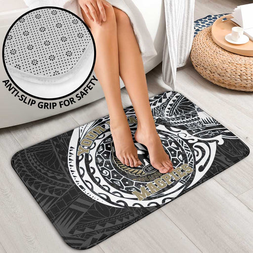 Personalized Collingwood Magpies Polynesian Bathroom Set Tribal Chest and Sleeve Tattoo Heritage Warrior