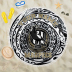 Personalized Collingwood Magpies Polynesian Beach Blanket Tribal Chest and Sleeve Tattoo Heritage Warrior