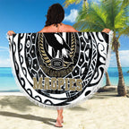Personalized Collingwood Magpies Polynesian Beach Blanket Tribal Chest and Sleeve Tattoo Heritage Warrior