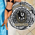 Personalized Collingwood Magpies Polynesian Beach Blanket Tribal Chest and Sleeve Tattoo Heritage Warrior