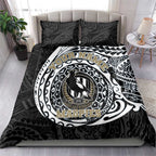 Personalized Collingwood Magpies Polynesian Bedding Set Tribal Chest and Sleeve Tattoo Heritage Warrior