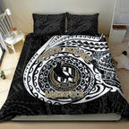 Personalized Collingwood Magpies Polynesian Bedding Set Tribal Chest and Sleeve Tattoo Heritage Warrior