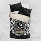 Personalized Collingwood Magpies Polynesian Bedding Set Tribal Chest and Sleeve Tattoo Heritage Warrior