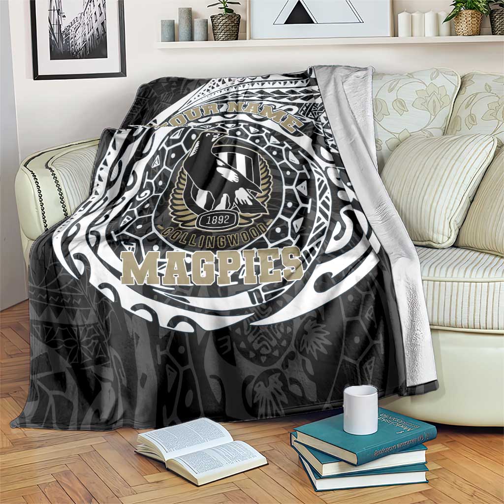 Personalized Collingwood Magpies Polynesian Blanket Tribal Chest and Sleeve Tattoo Heritage Warrior