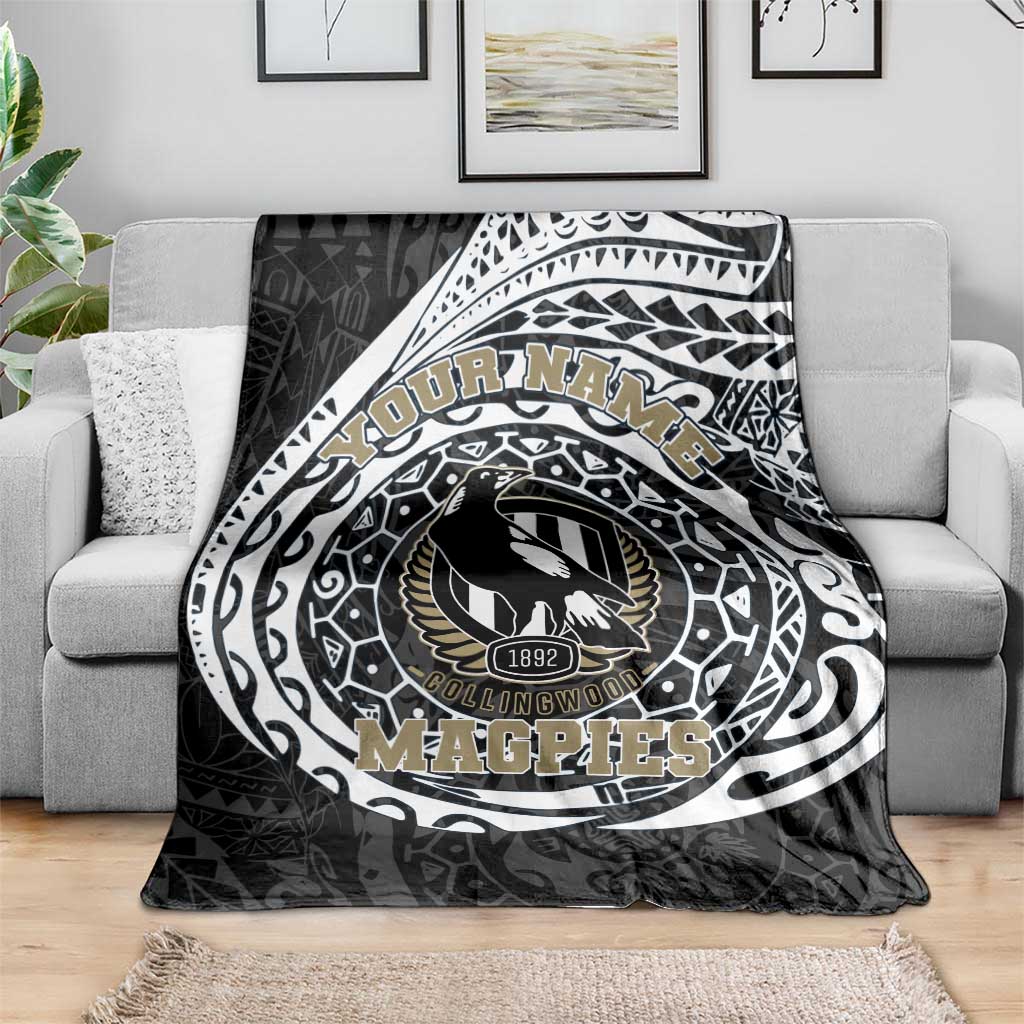 Personalized Collingwood Magpies Polynesian Blanket Tribal Chest and Sleeve Tattoo Heritage Warrior