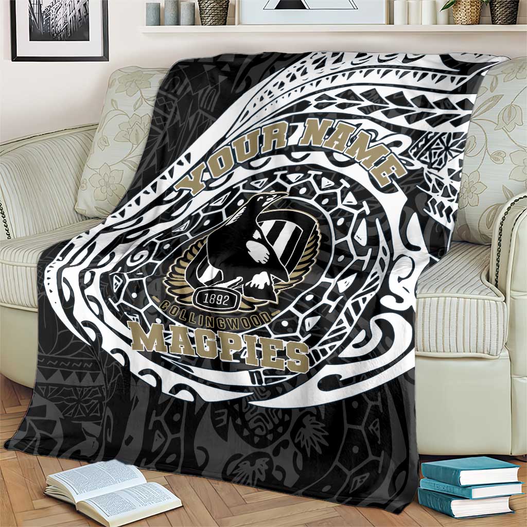 Personalized Collingwood Magpies Polynesian Blanket Tribal Chest and Sleeve Tattoo Heritage Warrior