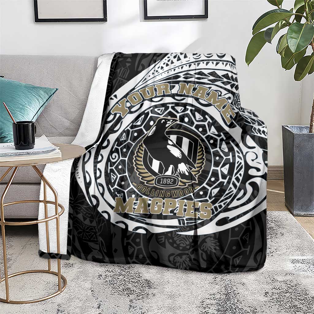 Personalized Collingwood Magpies Polynesian Blanket Tribal Chest and Sleeve Tattoo Heritage Warrior