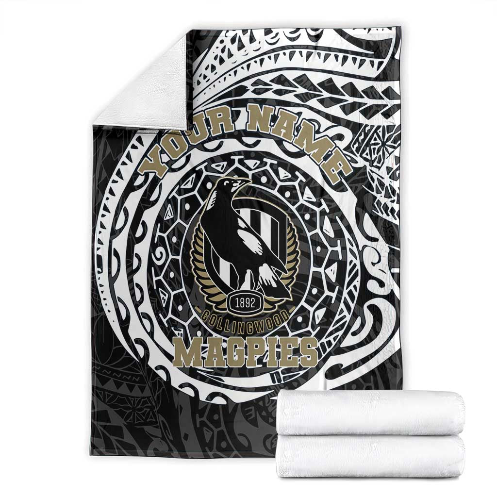 Personalized Collingwood Magpies Polynesian Blanket Tribal Chest and Sleeve Tattoo Heritage Warrior