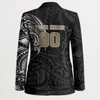 Personalized Collingwood Magpies Polynesian Blazer Tribal Chest and Sleeve Tattoo Heritage Warrior