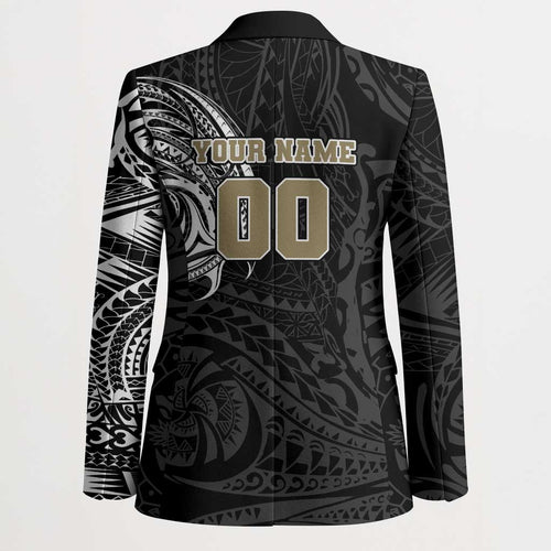 Personalized Collingwood Magpies Polynesian Blazer Tribal Chest and Sleeve Tattoo Heritage Warrior