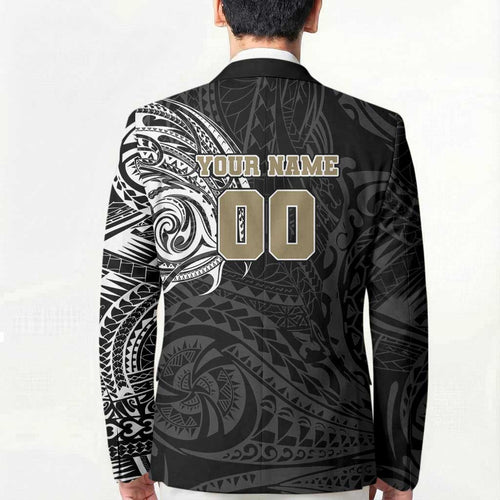 Personalized Collingwood Magpies Polynesian Blazer Tribal Chest and Sleeve Tattoo Heritage Warrior