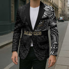Personalized Collingwood Magpies Polynesian Blazer Tribal Chest and Sleeve Tattoo Heritage Warrior