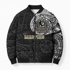 Personalized Collingwood Magpies Polynesian Bomber Puffer Jacket Tribal Chest and Sleeve Tattoo Heritage Warrior