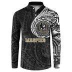 Personalized Collingwood Magpies Polynesian Button Sweatshirt Tribal Chest and Sleeve Tattoo Heritage Warrior