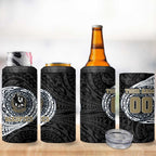 Personalized Collingwood Magpies Polynesian 4 in 1 Can Cooler Tumbler Tribal Chest and Sleeve Tattoo Heritage Warrior