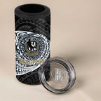 Personalized Collingwood Magpies Polynesian 4 in 1 Can Cooler Tumbler Tribal Chest and Sleeve Tattoo Heritage Warrior