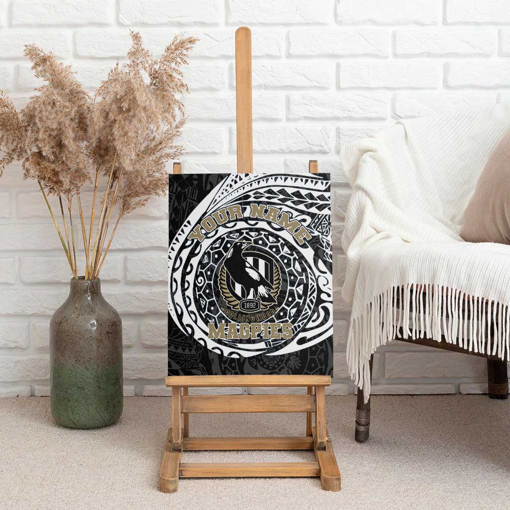 Personalized Collingwood Magpies Polynesian Canvas Wall Art Tribal Chest and Sleeve Tattoo Heritage Warrior