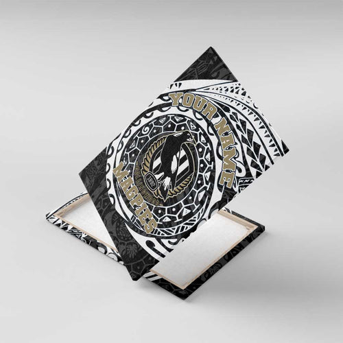 Personalized Collingwood Magpies Polynesian Canvas Wall Art Tribal Chest and Sleeve Tattoo Heritage Warrior