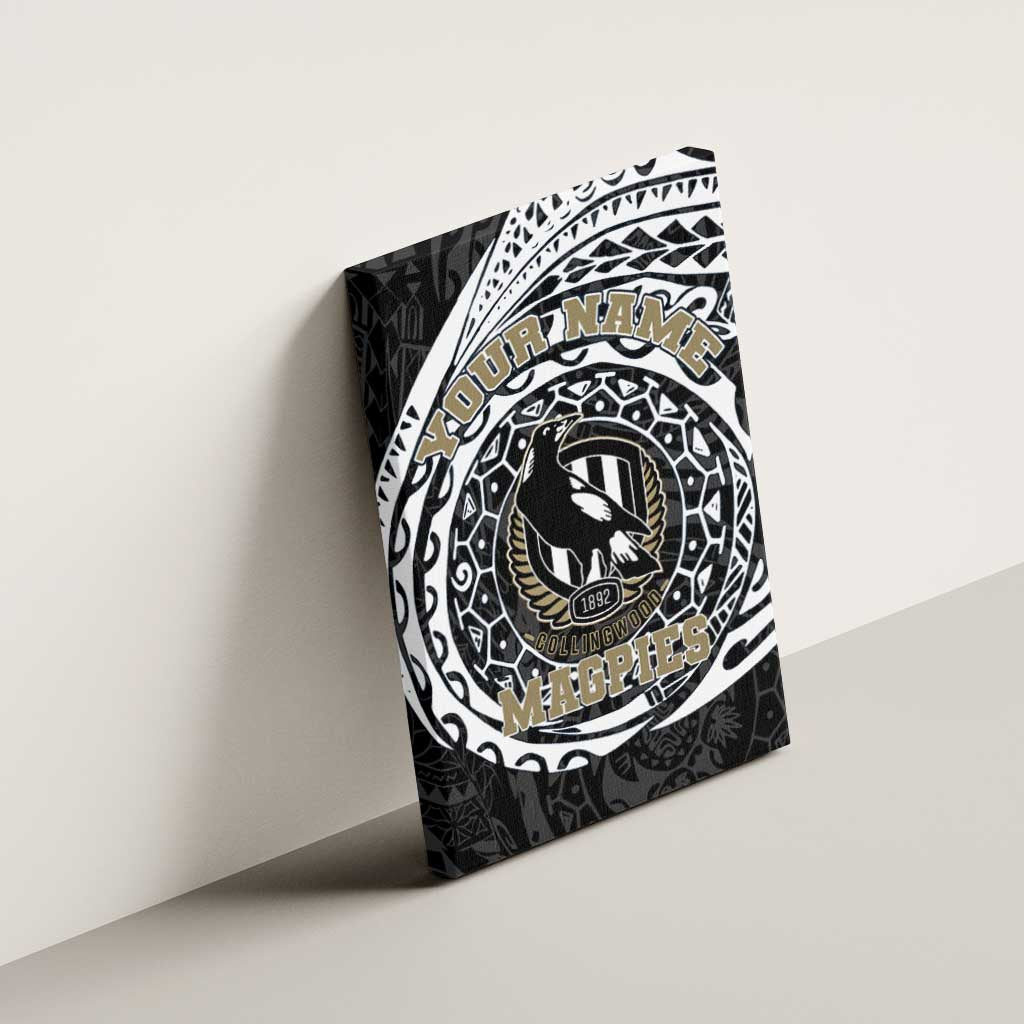 Personalized Collingwood Magpies Polynesian Canvas Wall Art Tribal Chest and Sleeve Tattoo Heritage Warrior