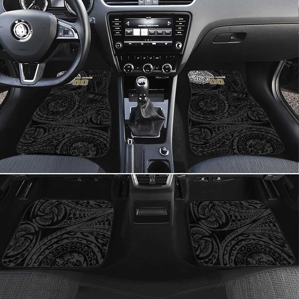 Personalized Collingwood Magpies Polynesian Car Mats Tribal Chest and Sleeve Tattoo Heritage Warrior