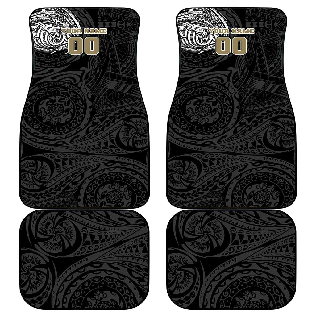 Personalized Collingwood Magpies Polynesian Car Mats Tribal Chest and Sleeve Tattoo Heritage Warrior