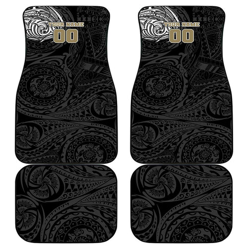 Personalized Collingwood Magpies Polynesian Car Mats Tribal Chest and Sleeve Tattoo Heritage Warrior