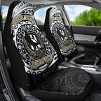 Personalized Collingwood Magpies Polynesian Car Seat Cover Tribal Chest and Sleeve Tattoo Heritage Warrior