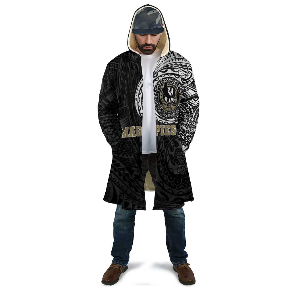 Personalized Collingwood Magpies Polynesian Cloak Tribal Chest and Sleeve Tattoo Heritage Warrior
