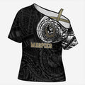 Personalized Collingwood Magpies Polynesian Cross Shoulder Shirt Tribal Chest and Sleeve Tattoo Heritage Warrior