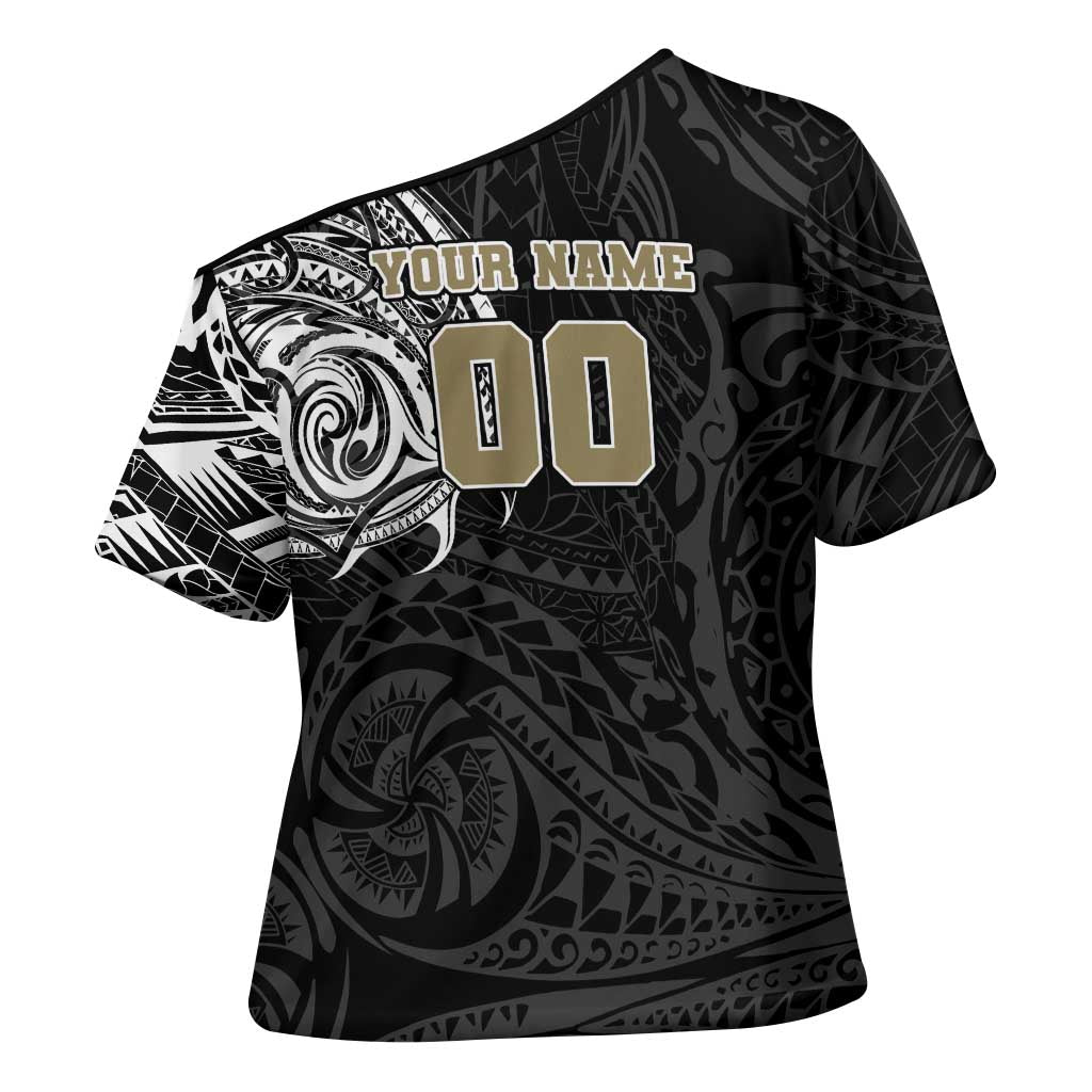 Personalized Collingwood Magpies Polynesian Cross Shoulder Shirt Tribal Chest and Sleeve Tattoo Heritage Warrior