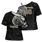 Personalized Collingwood Magpies Polynesian Cross Shoulder Shirt Tribal Chest and Sleeve Tattoo Heritage Warrior